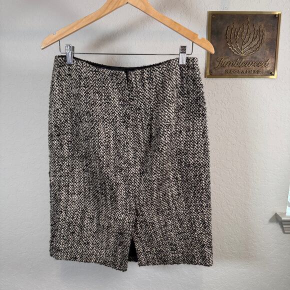 Women's Brooks Brothers Black Cream Tweed Straight Pencil Skirt Size 4 - Picture 6 of 8